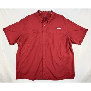Real Tree Fishing Shirt Men's 3XL Vented Button Up Short Sleeve Fishing Red